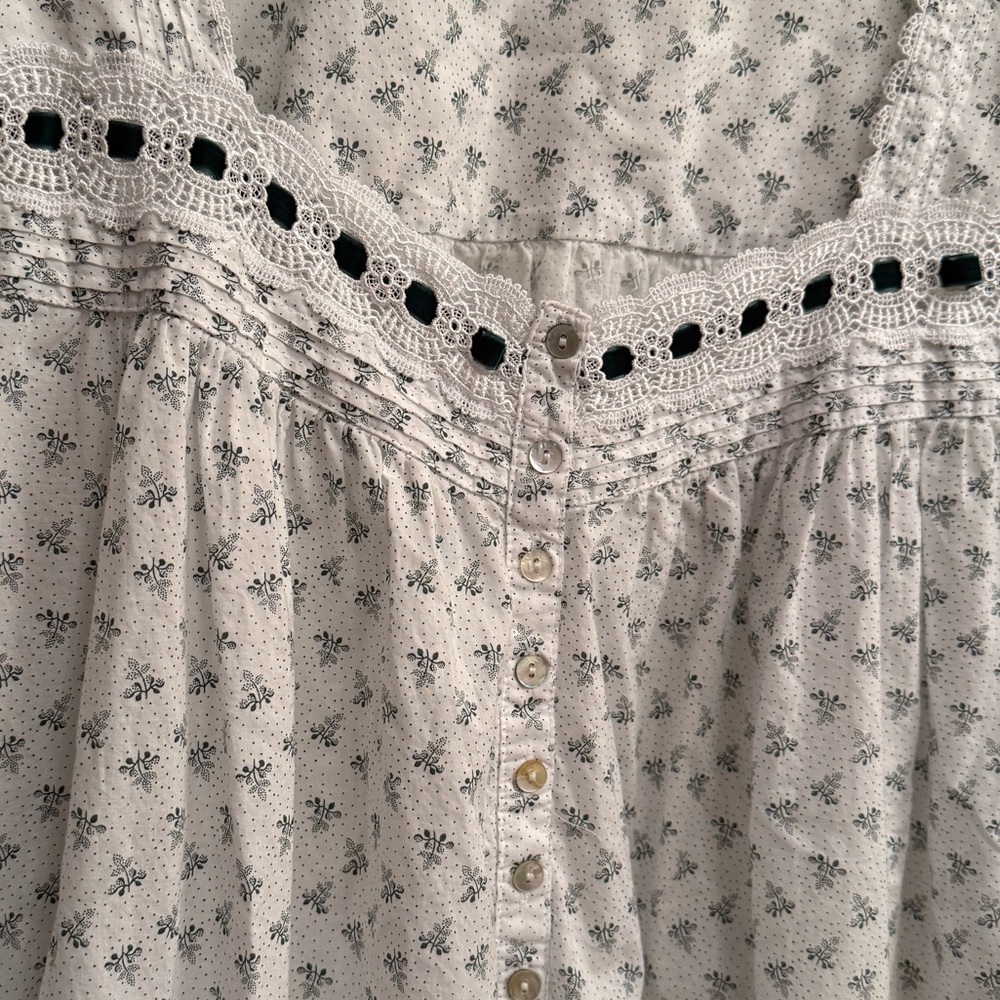 Eileen West Ballet Night Gown Long Sleeve 100% Cotton, Lace with velvet ribbon - Picture 9 of 15